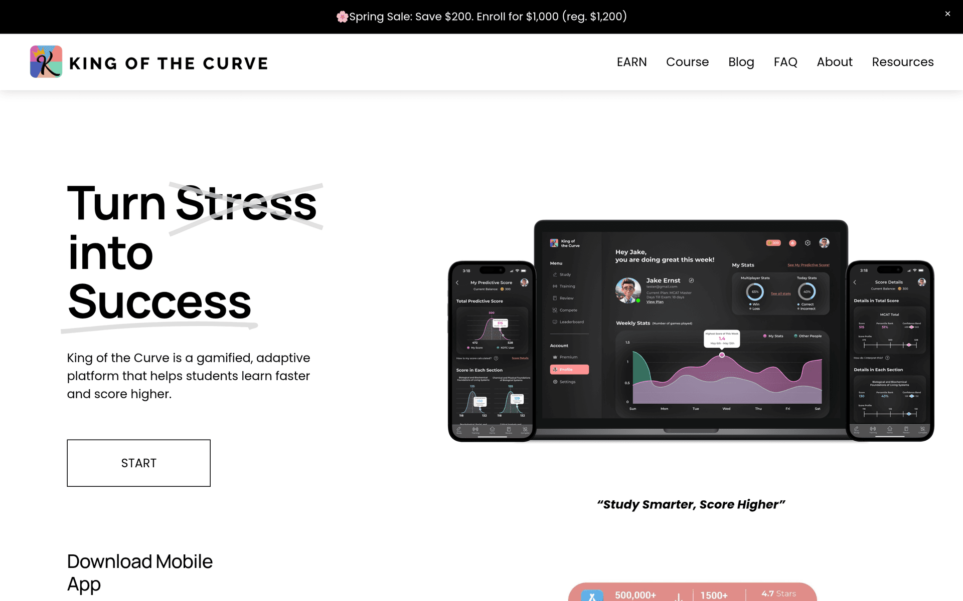 King of the Curve Platform Screenshot